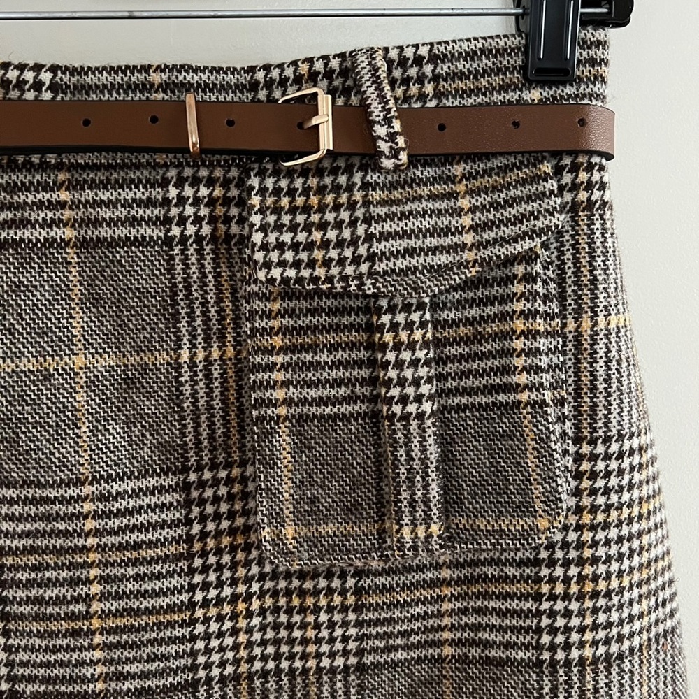 Dark Brown Houndstooth/Checked Patterned Mini Ski… - image 3